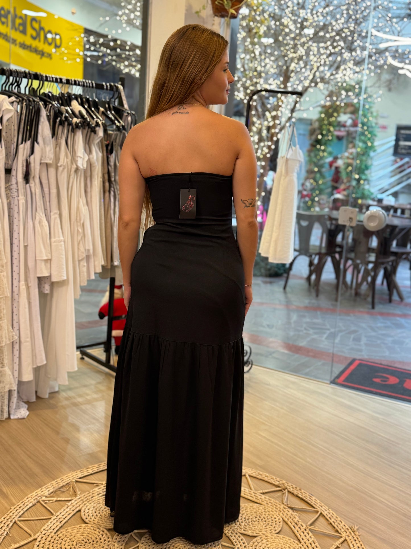Vestido Longo Preto Tomara que Caia