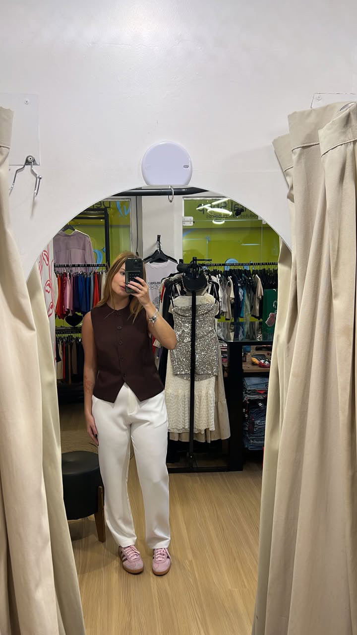 Colete alongado justo de alfaiataria