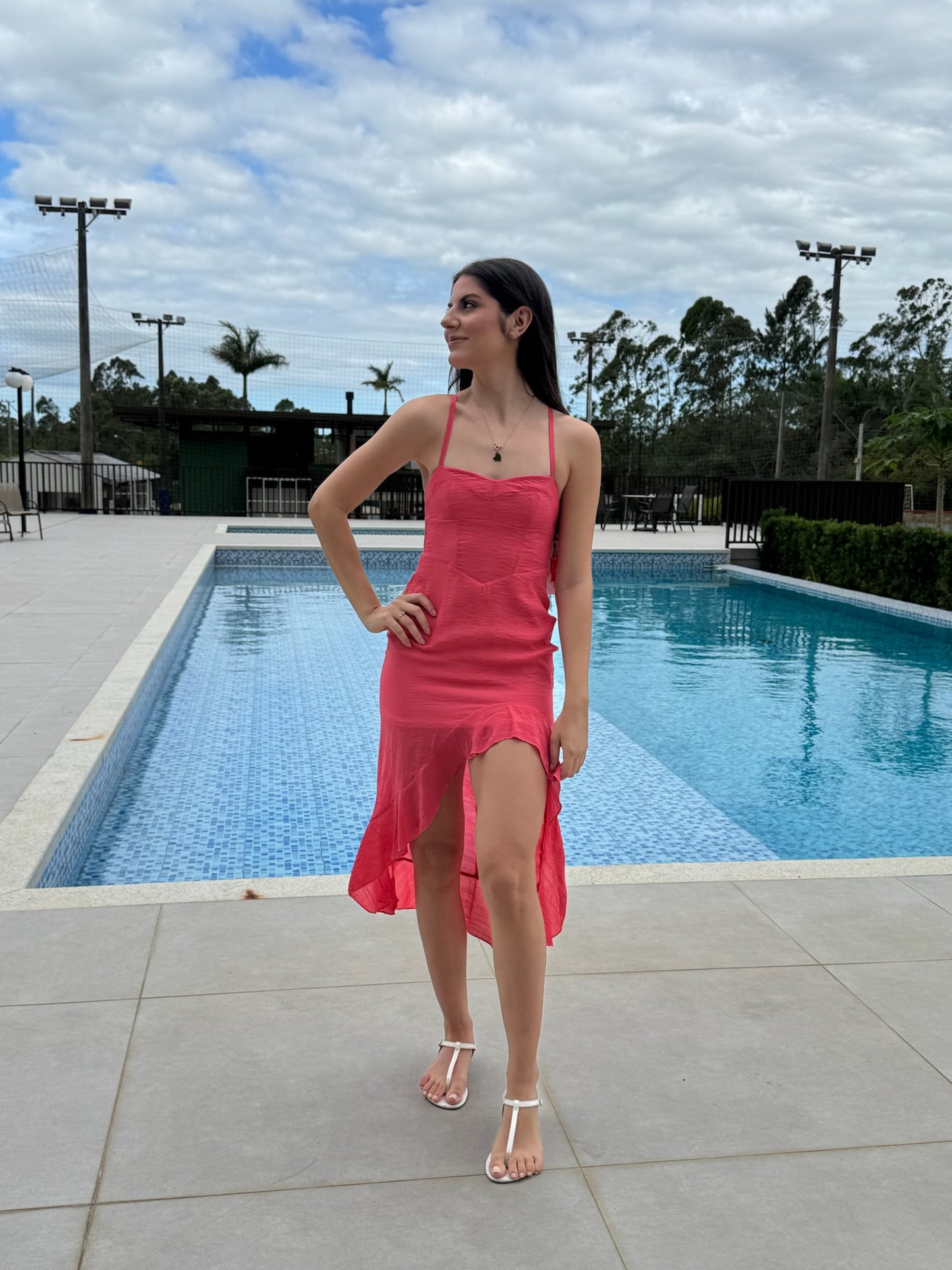 Vestido Rosa com Babados