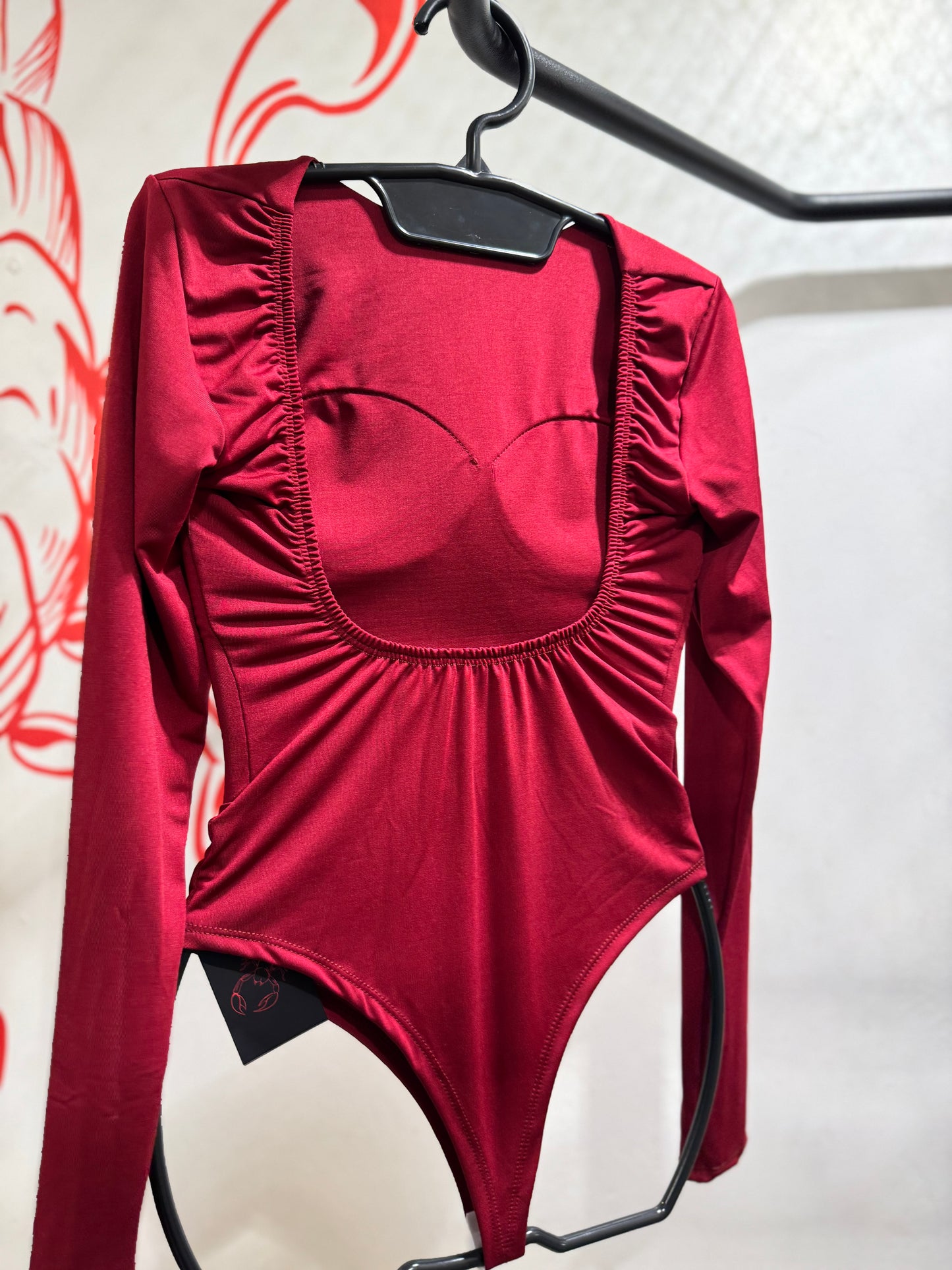 Body manga longa costas aberta