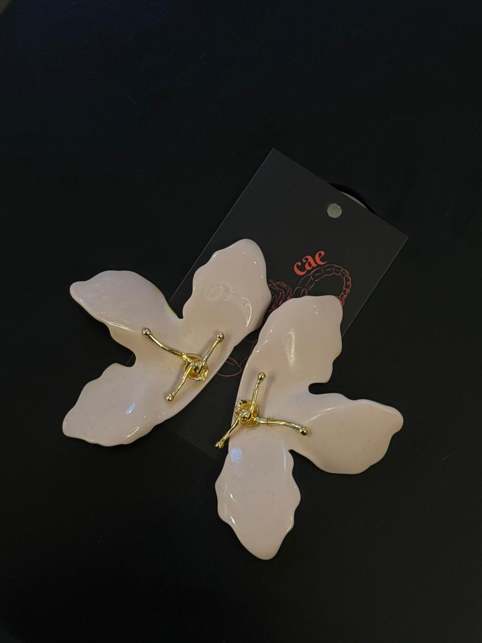 Brinco Grande Meia Flor Rosé