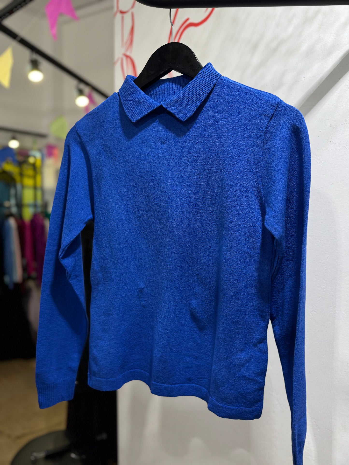 Blusa gola tricot azul