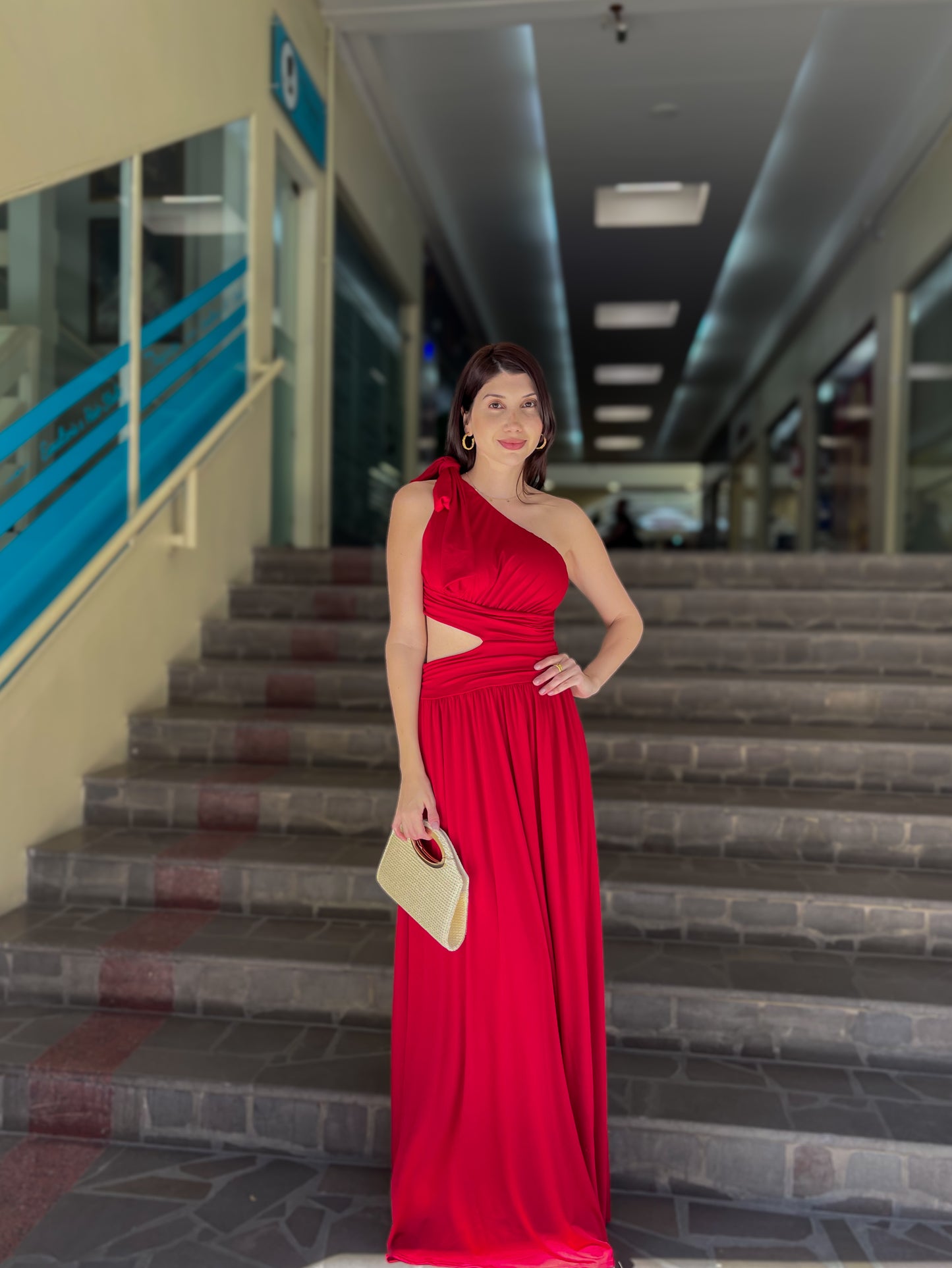 Vestido longo ombro único