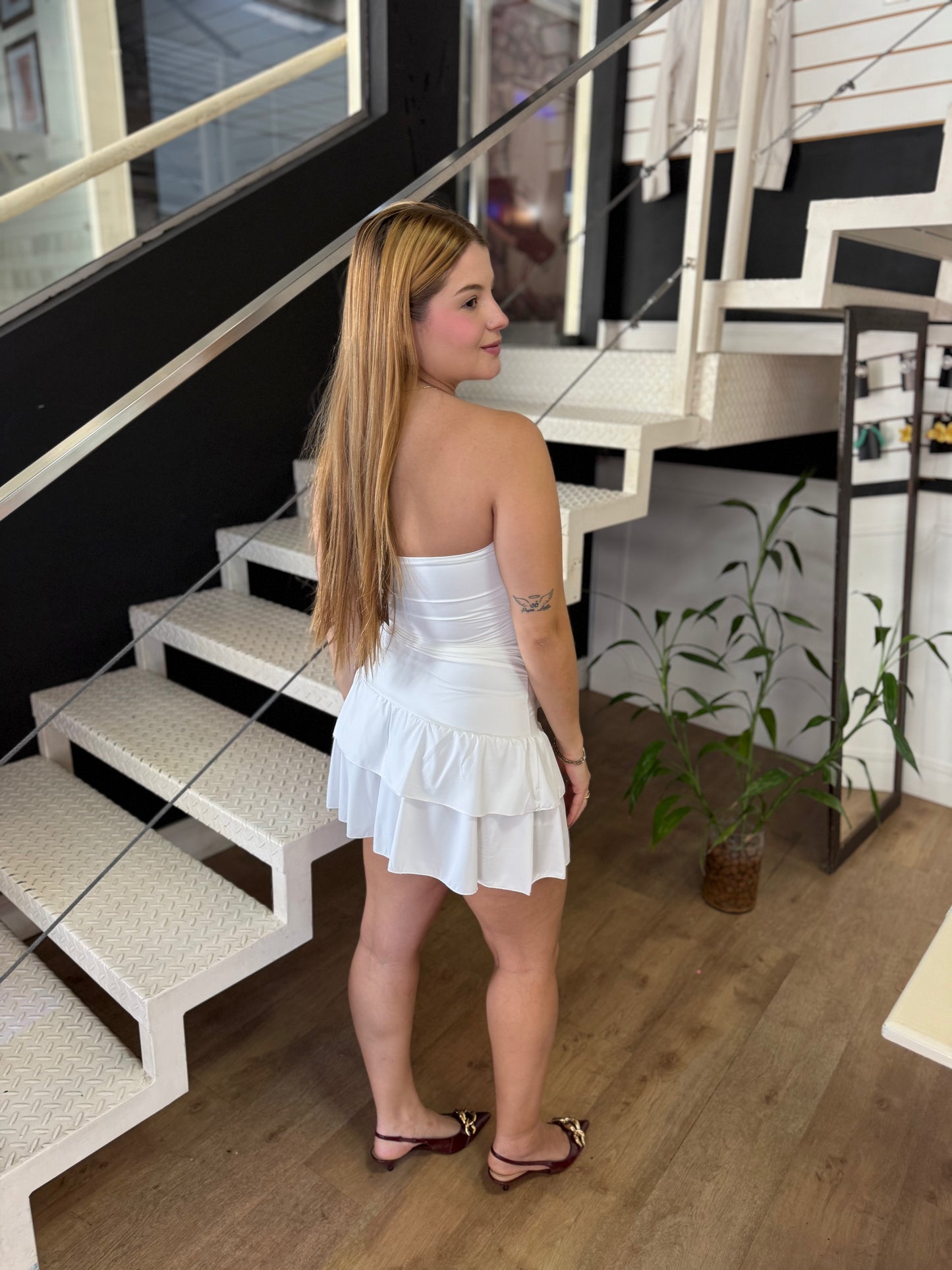 Vestido Babado Em Malha Poliamida