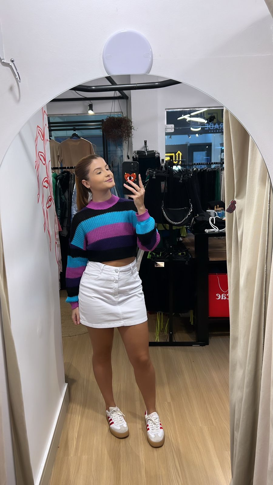 Cropped tricot colorido