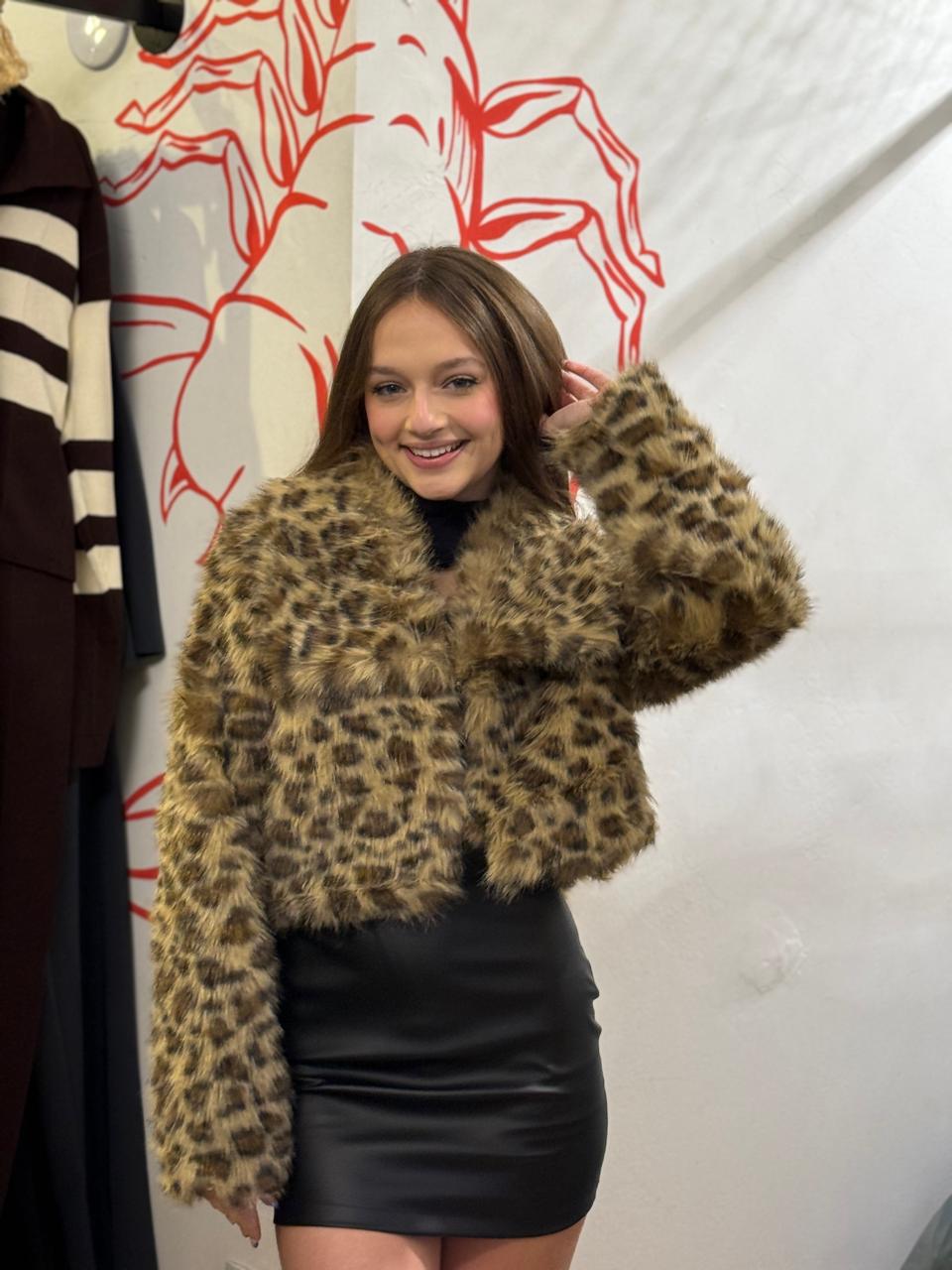 Casaco Animal Print de Pelo Sintético