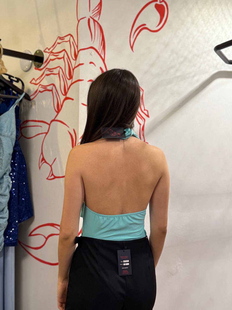 Body Verde Água Decote Halter