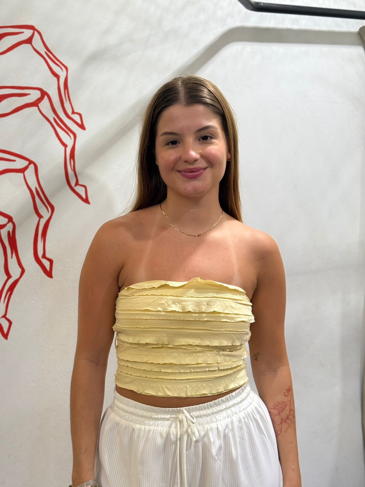 Cropped Basico Com Babados Amarelo