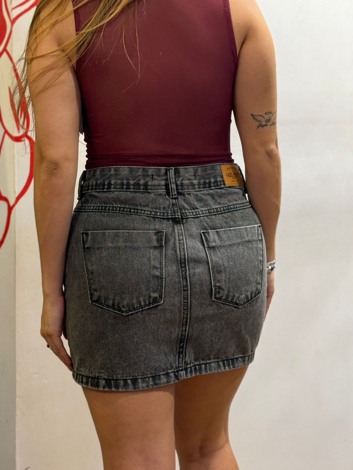 Saia Jeans Estonada Preta