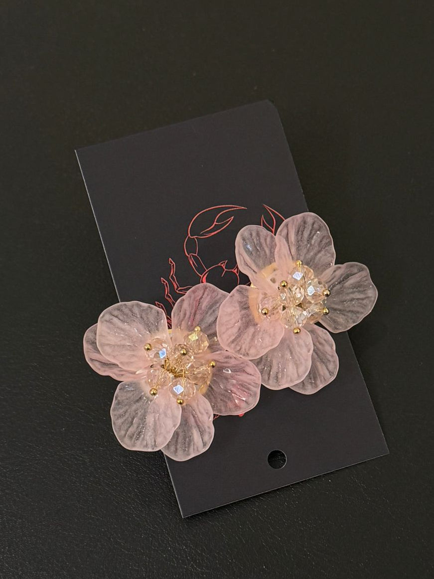 Brinco Flor Rosa com Detalhes Dourados