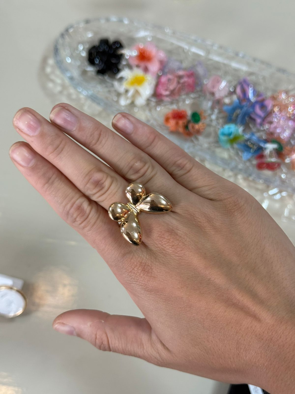 Anel dourado borboleta