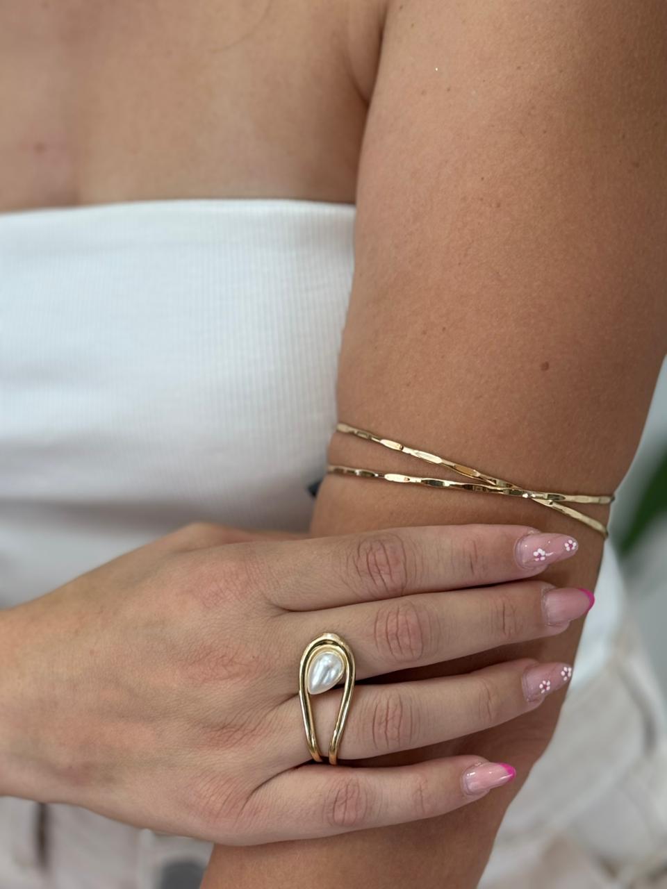 Bracelete Dourado Texturizado