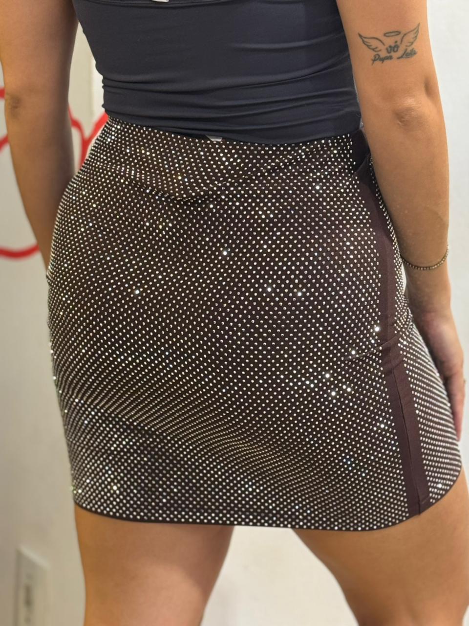 Saia Marrom com Strass