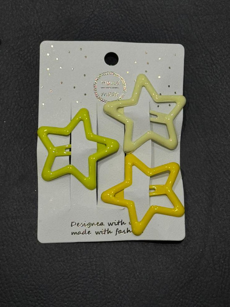 Kit com 3 Presilhas Estrelas Coloridas