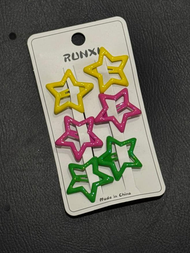 Kit com 6 Presilhas Pequenas Estrelas Coloridas