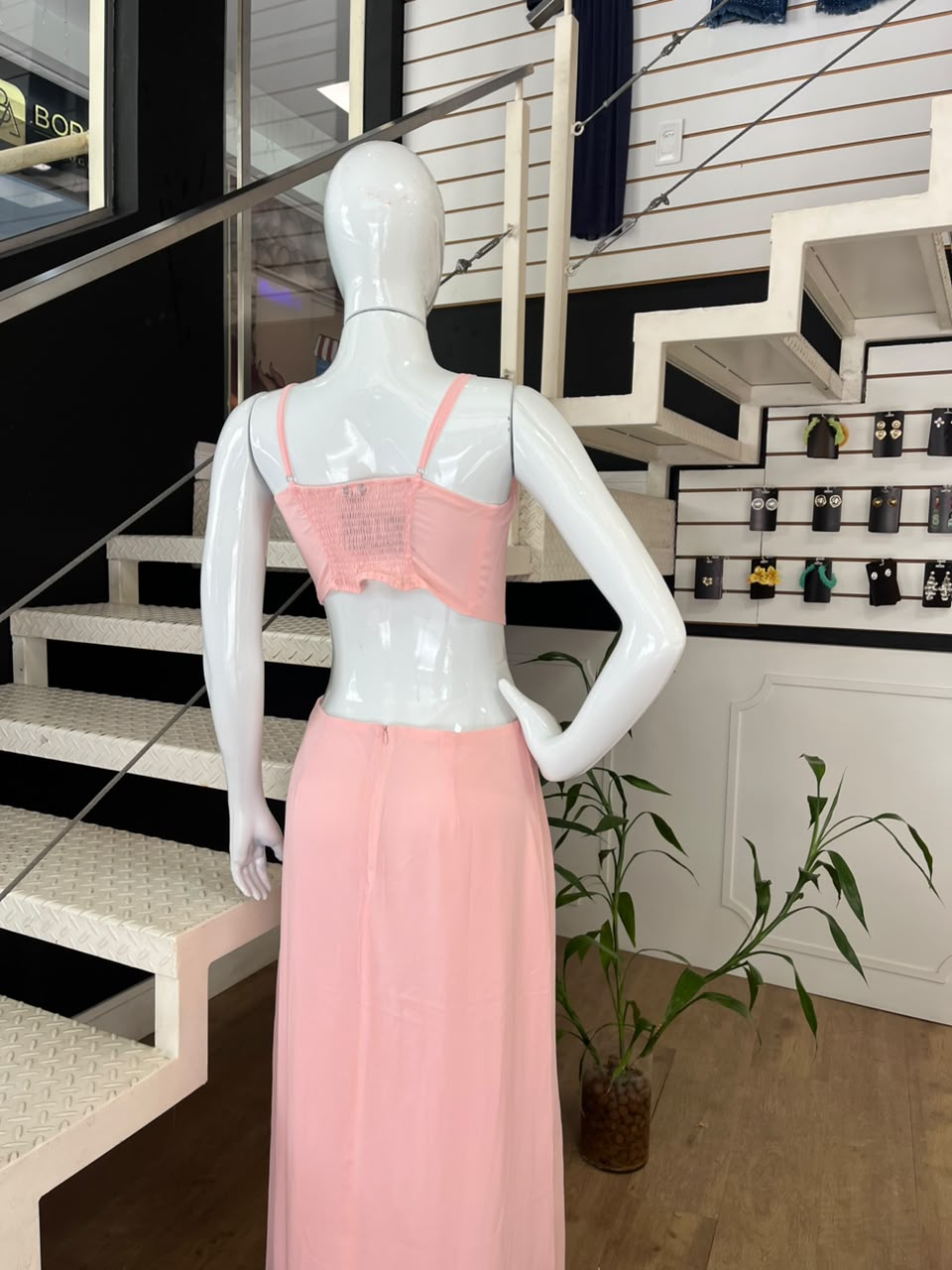 Vestido Longo Rosa Bebê