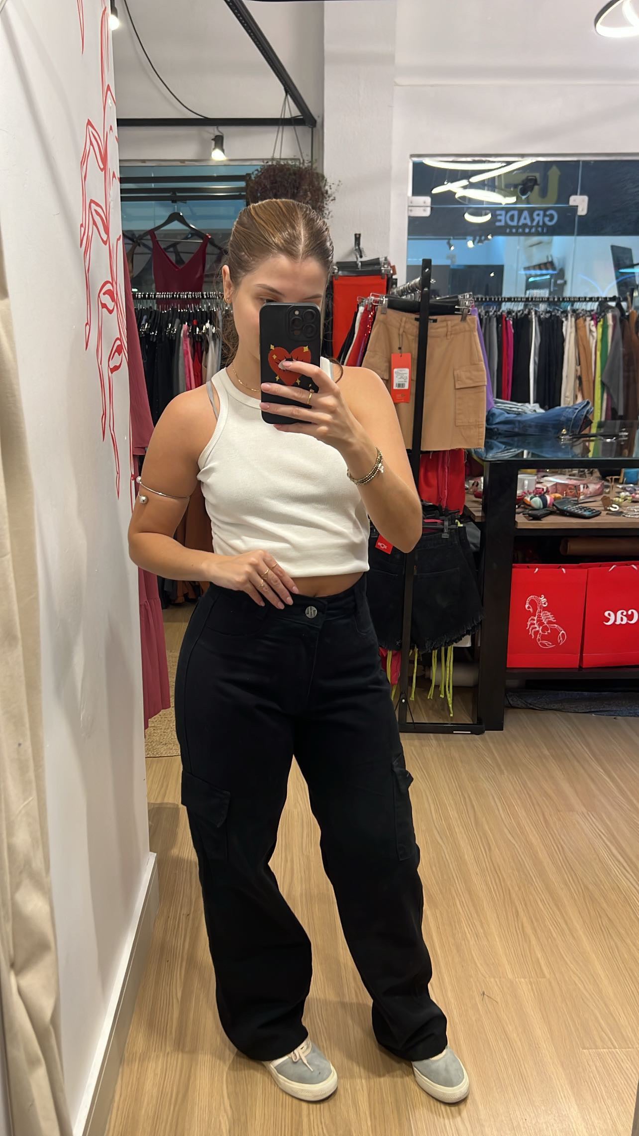 Calça cargo jeans preta