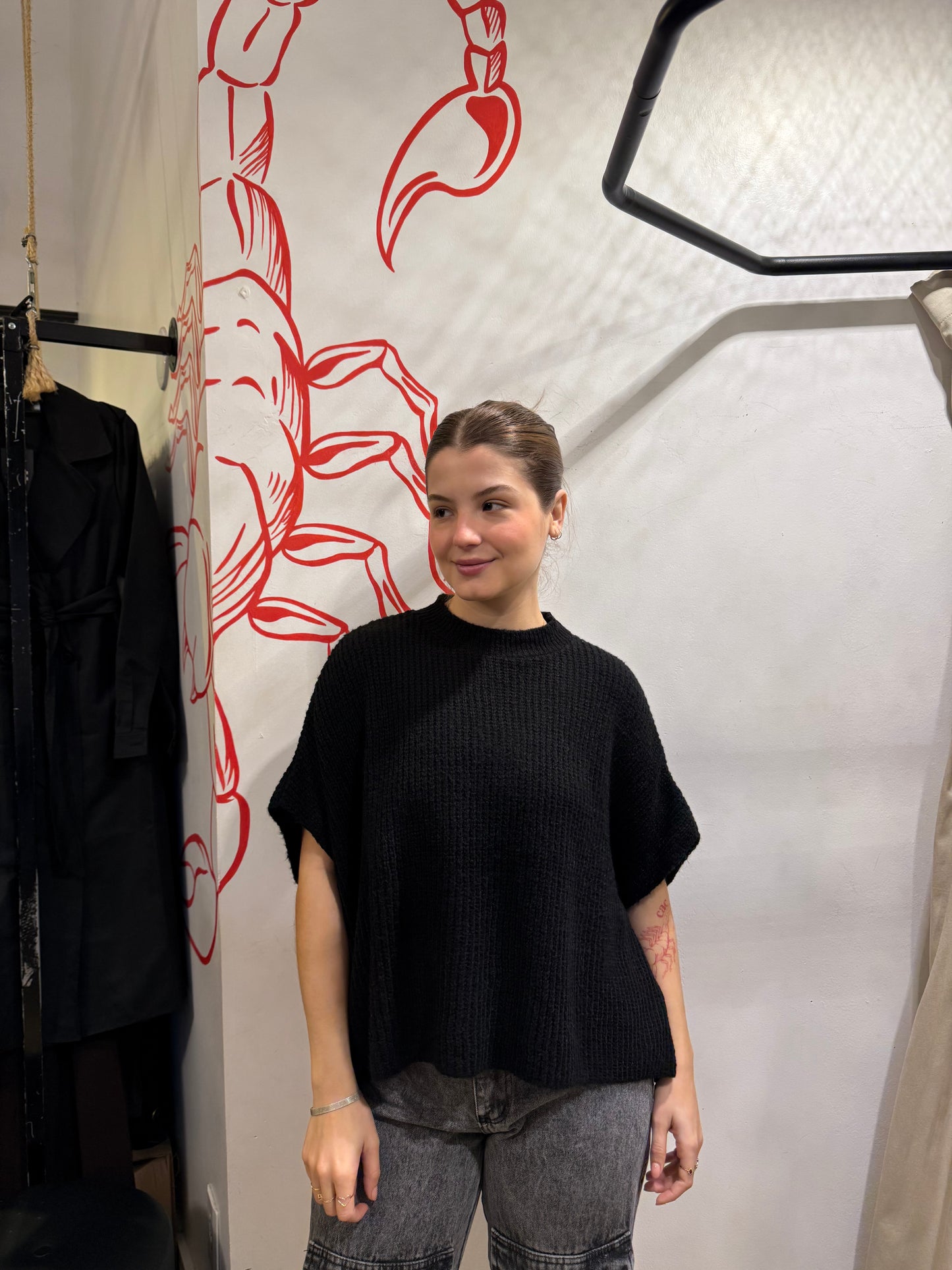 Blusão tricot preto