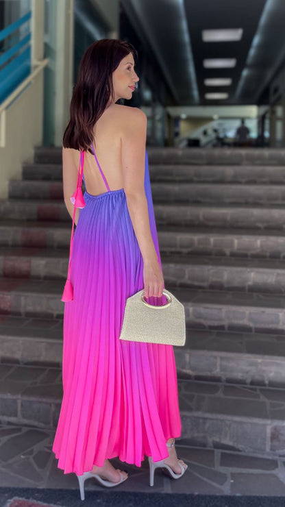 Vestido degradê roxo com rosa