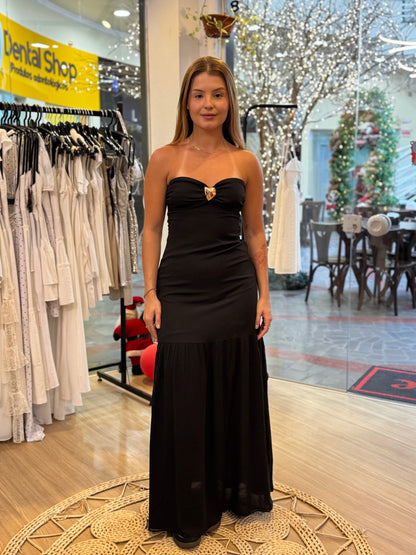 Vestido Longo Preto Tomara que Caia