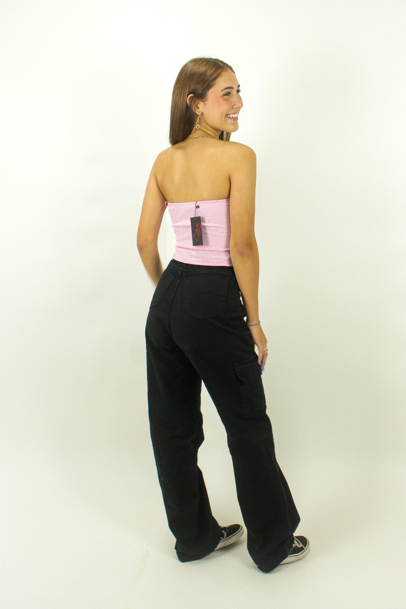 Corset canelado rosa claro