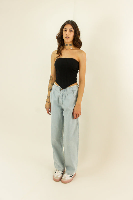 Corset preto canelado