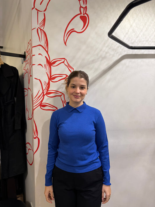 Blusa gola tricot azul