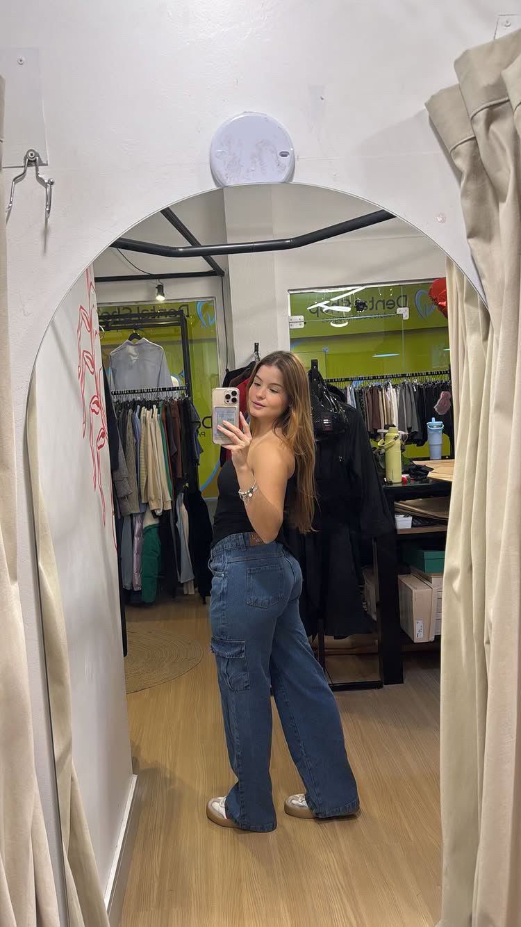 Calça cargo jeans