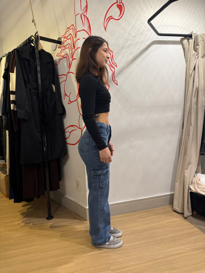Calça cargo jeans