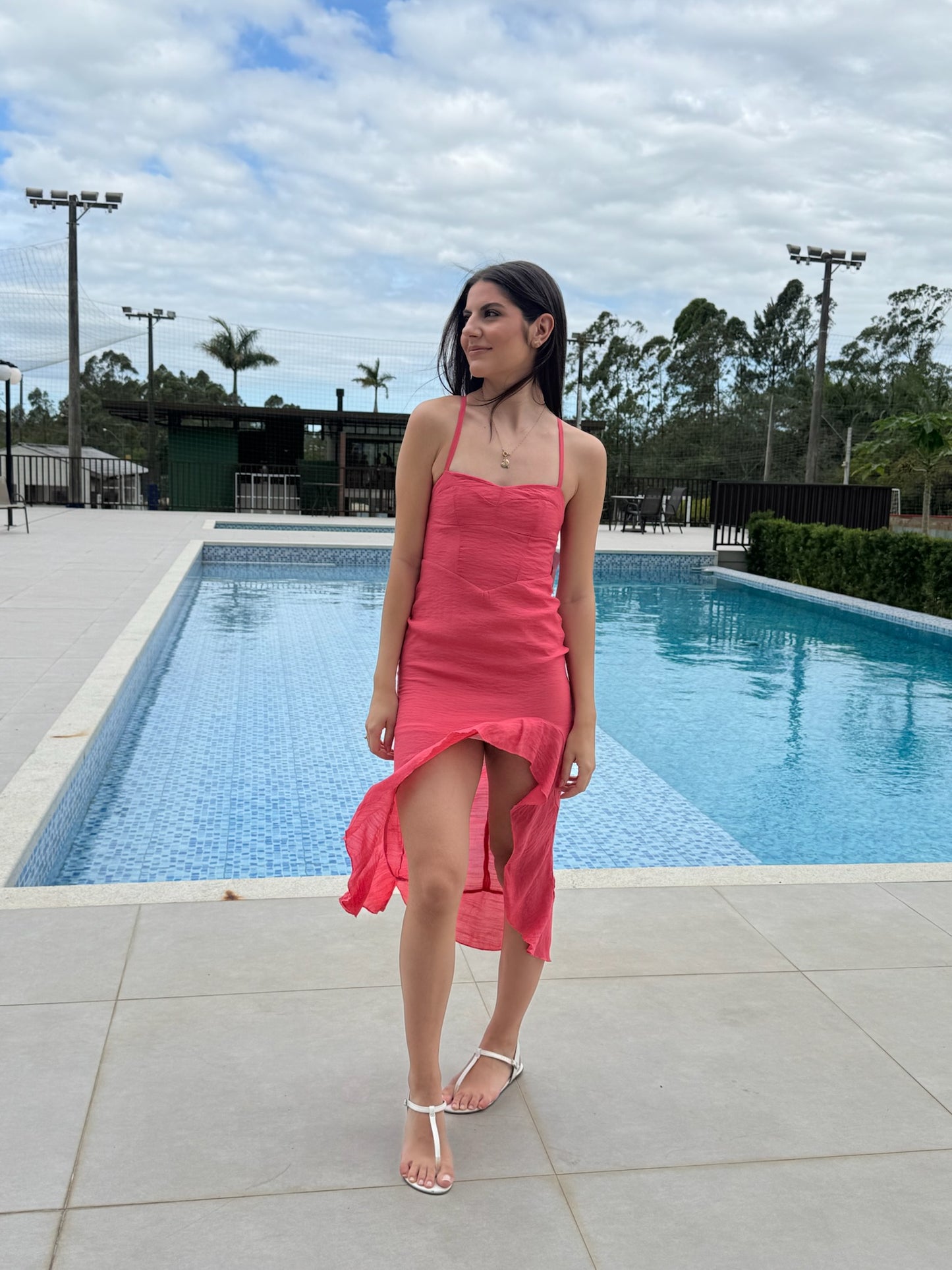 Vestido Rosa com Babados