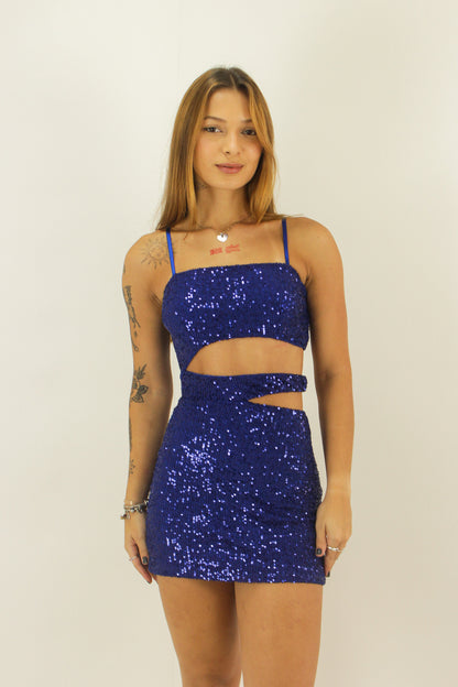 Vestido paetê com abertura