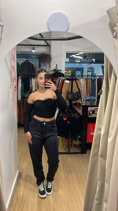 Cropped ciganinha preto