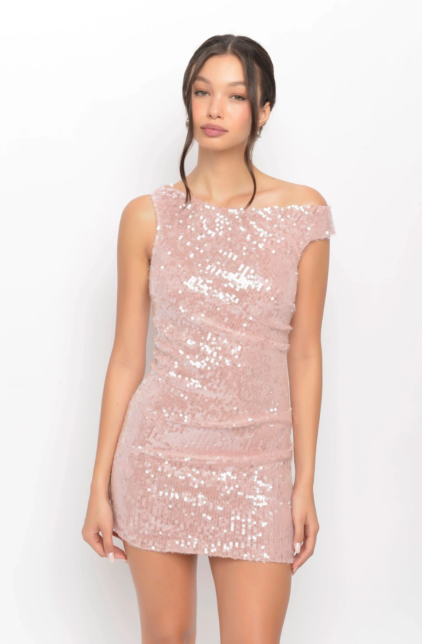 Vestido Assimétrico Paetê De Malha