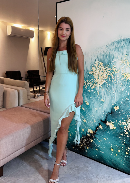 Vestido midi babados