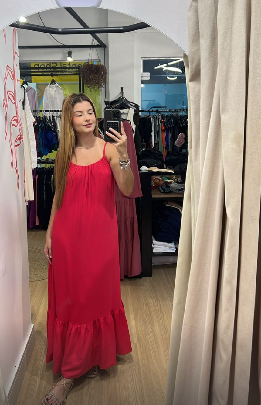 Vestido longo com amarração