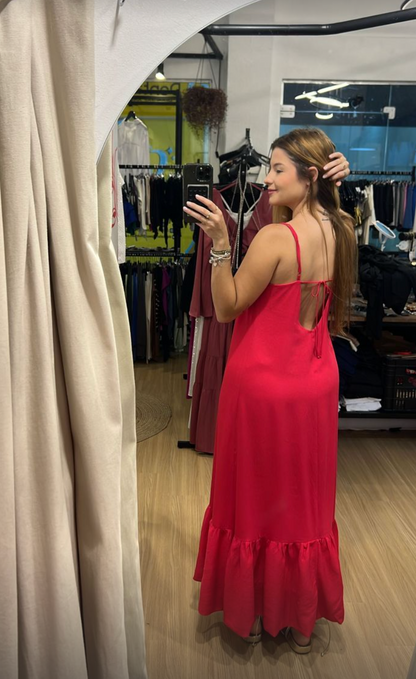 Vestido longo com amarração