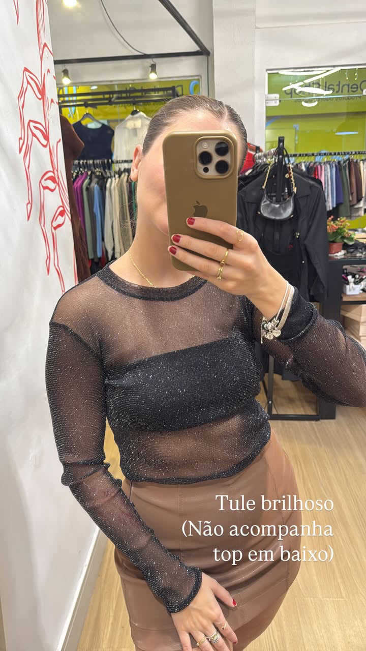 Blusa tule brilhoso