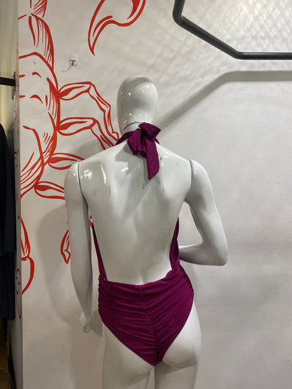 Maiô Fúcsia Lurex Decote Profundo