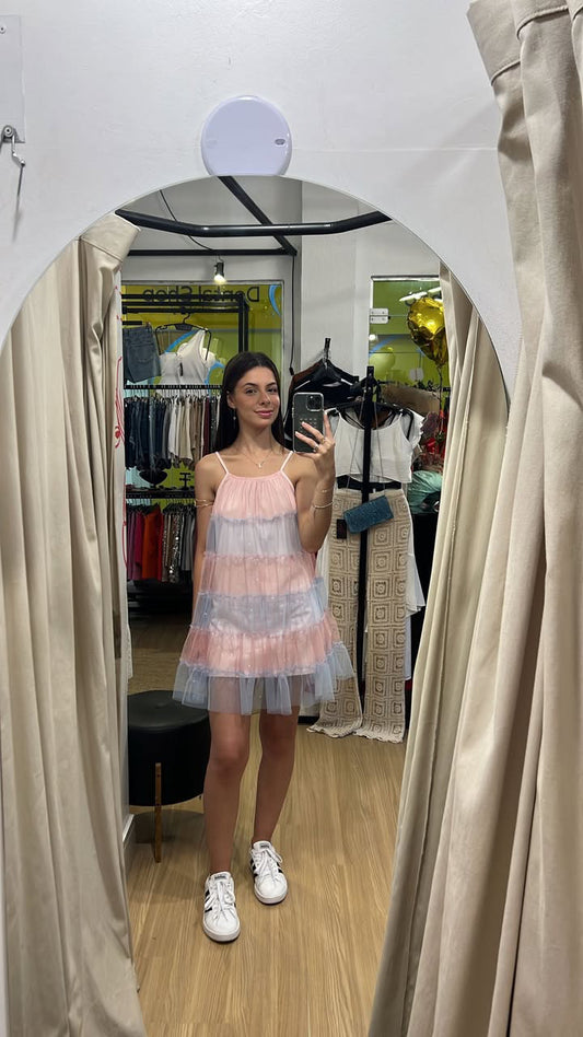 Vestido tela com brilho