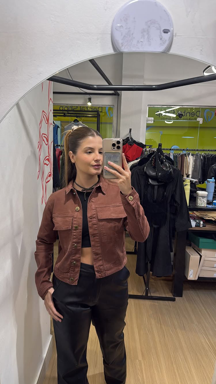Jaqueta jeans marrom