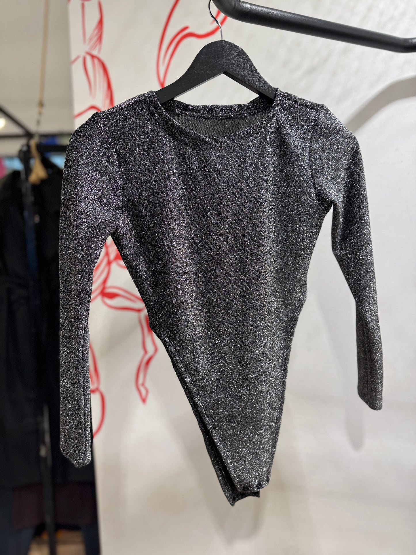 Body manga longa lurex