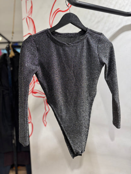 Body manga longa lurex