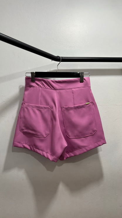 Short saia assimétrico rosa