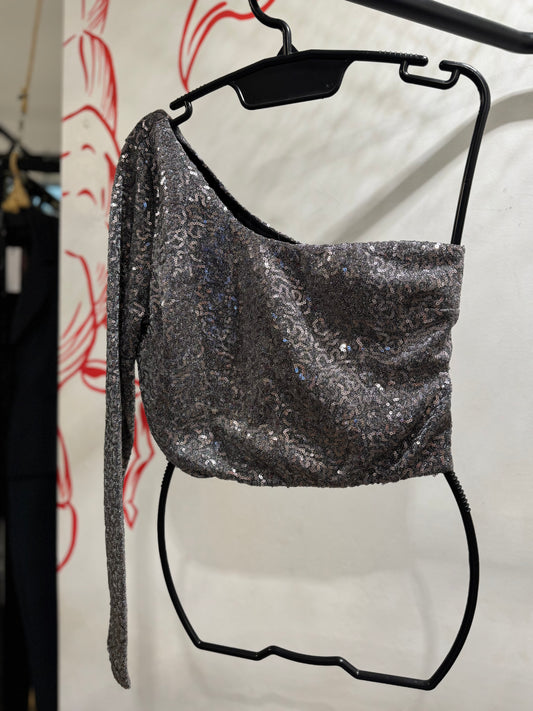 Cropped uma manga só paetê