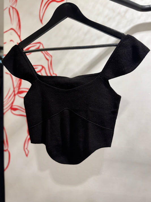 Cropped preto em tricot