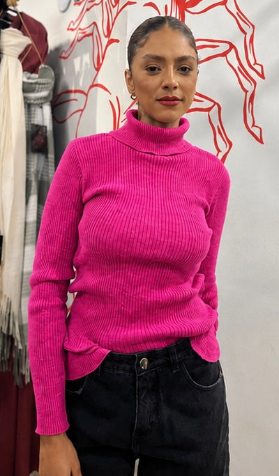 Tricot Gola Alta Rosa