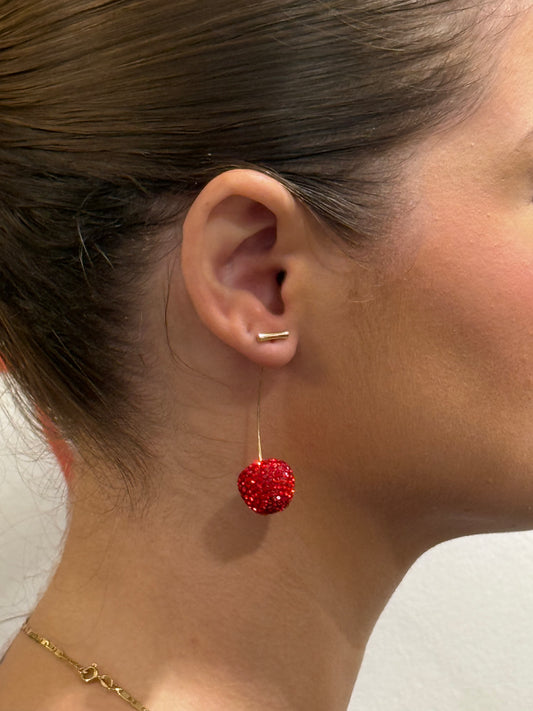Brinco cereja de strass