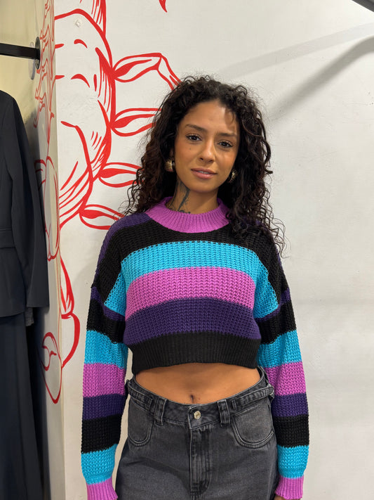 Cropped tricot colorido