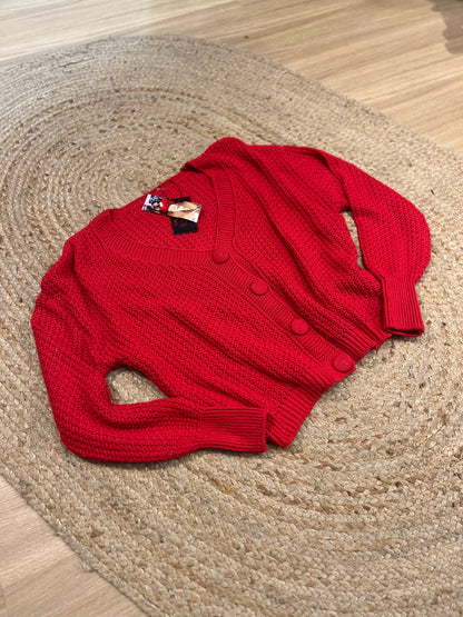 Casaco em tricot, vermelho