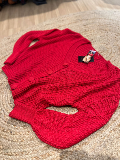 Casaco em tricot, vermelho